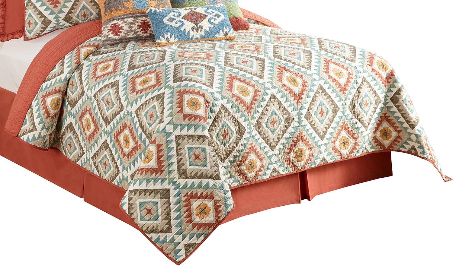 Peking Handicraft Yuma Twin Quilt, 66 x 86, Terra Cotta