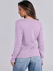 ANRABESS Womens Long Sleeve Cable Knit Sweater 2025
