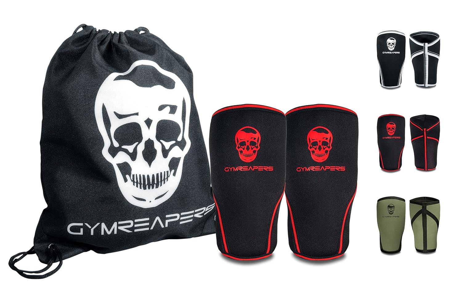 Gymreapers Knee Sleeves (1 Pair) Free Gym Bag - Knee Sleeve & Compression Brace for Squats, Weightlifting, Cross Training and Powerlifting 7MM Sleeve Pair - for Men & Women - 1 Year Warranty