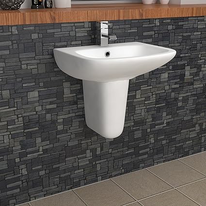 Modern Bathroom Renoir Ceramic 450mm 1th Basin Sink With Semi