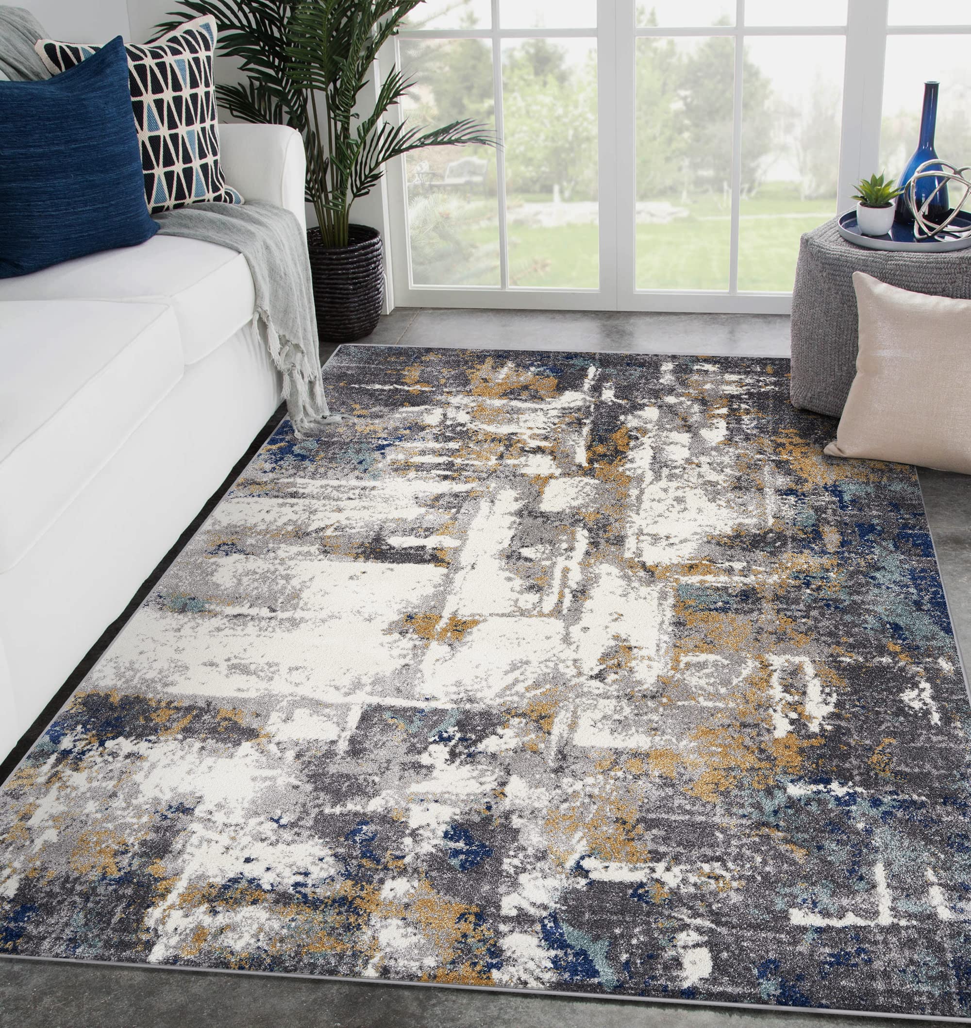 LUXE WEAVERS Hampstead Abstract Collection Gray 5x7 Area Rug 49 Image