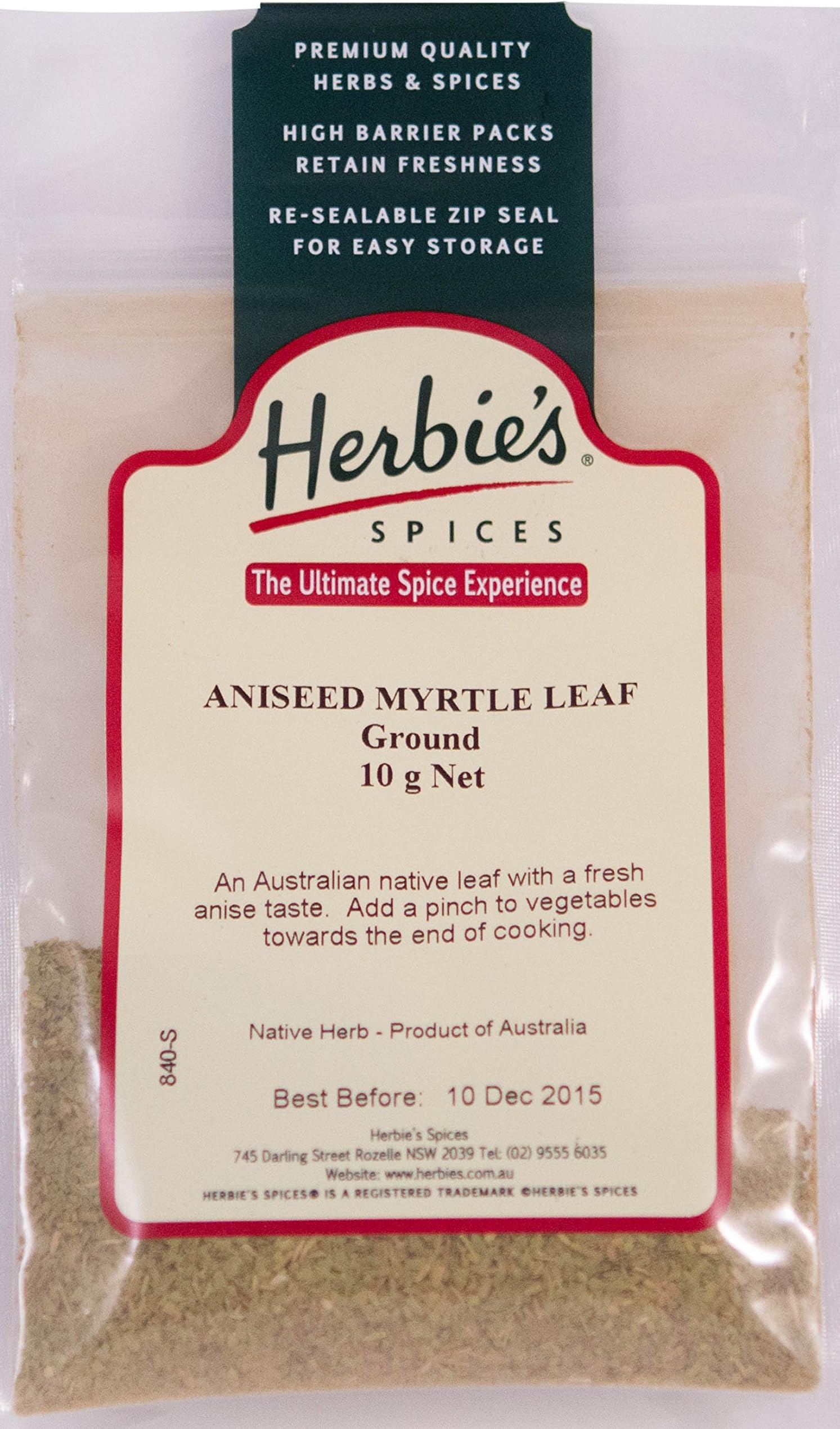 Herbie's Spices Aniseed Myrtle Leaf (Ground) - 10g