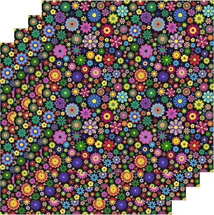Download Floral Print Vinyl Flower Pattern Vinyl Adhesive Pattern Sheets 4 12 X12 Sheet Bundle Pack Amazon In Home Kitchen