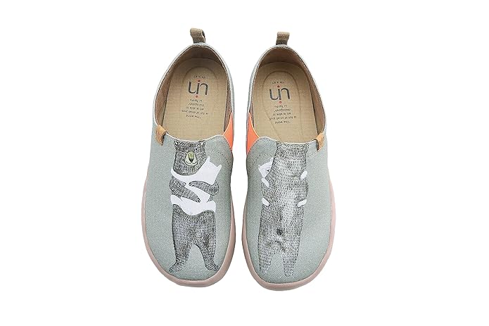 UIN Umarmung von Bär Damen Canvas Slip-on Wanderschuhe Graugrün