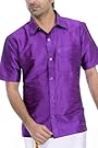 Vastramay Men's Cotton Silk Solid Casual Shirt (Color: Purple)