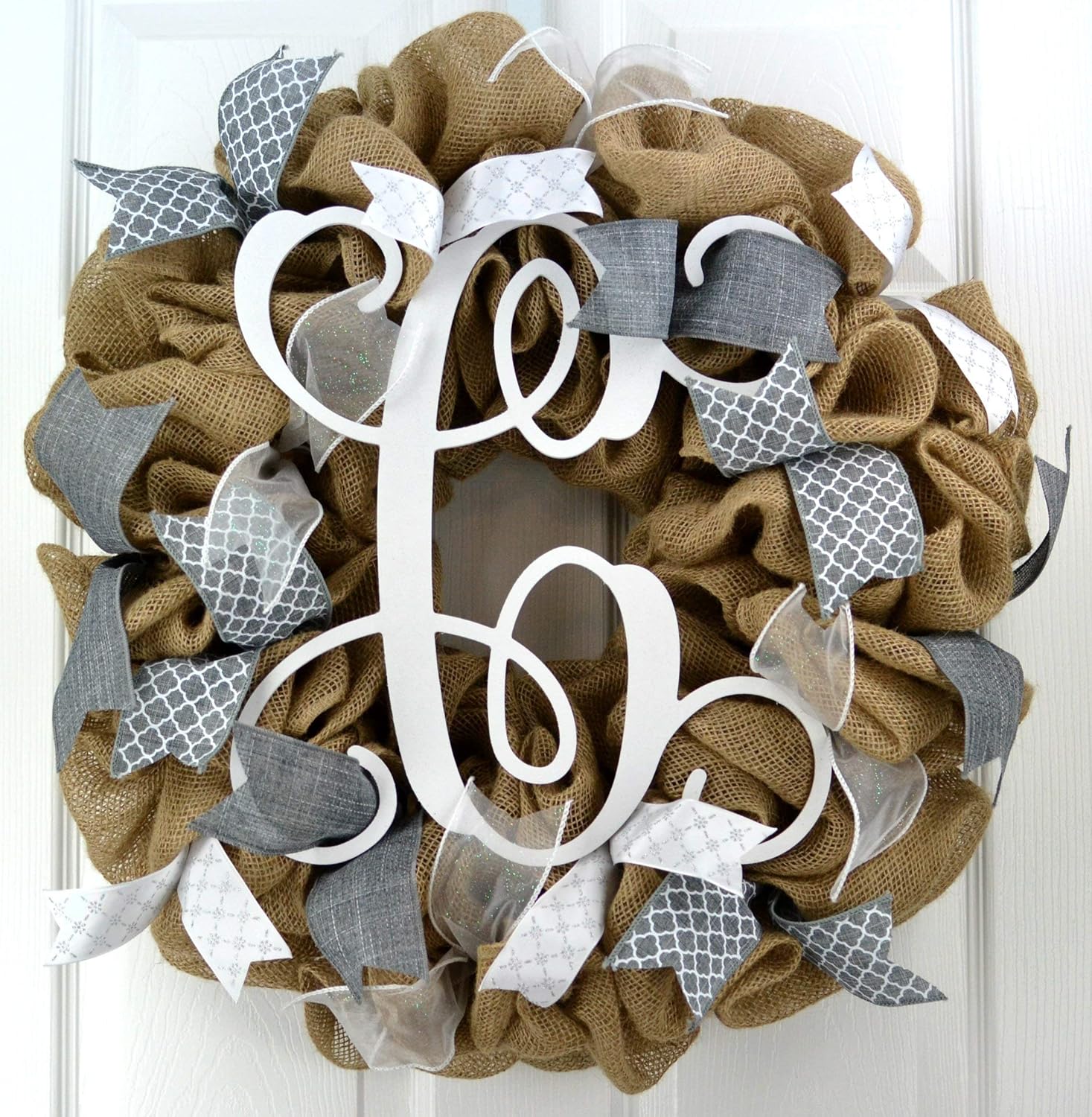 Wreaths Decorative Accessories Burlap Chevron Vine Monogram