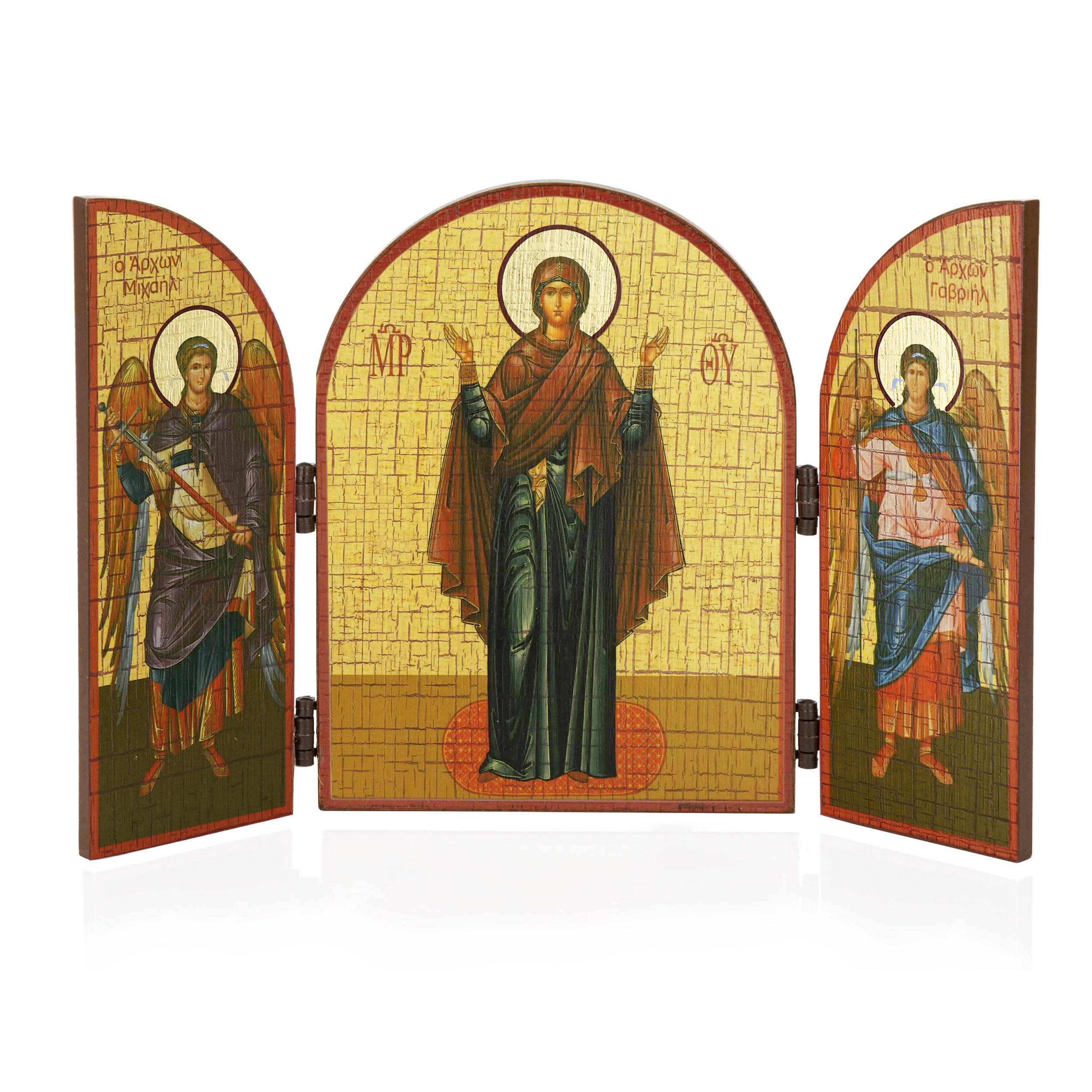 NKlaus Mother of God Indestructible Wall Icon Triptych Wood 25 x 16 cm Christian 13820