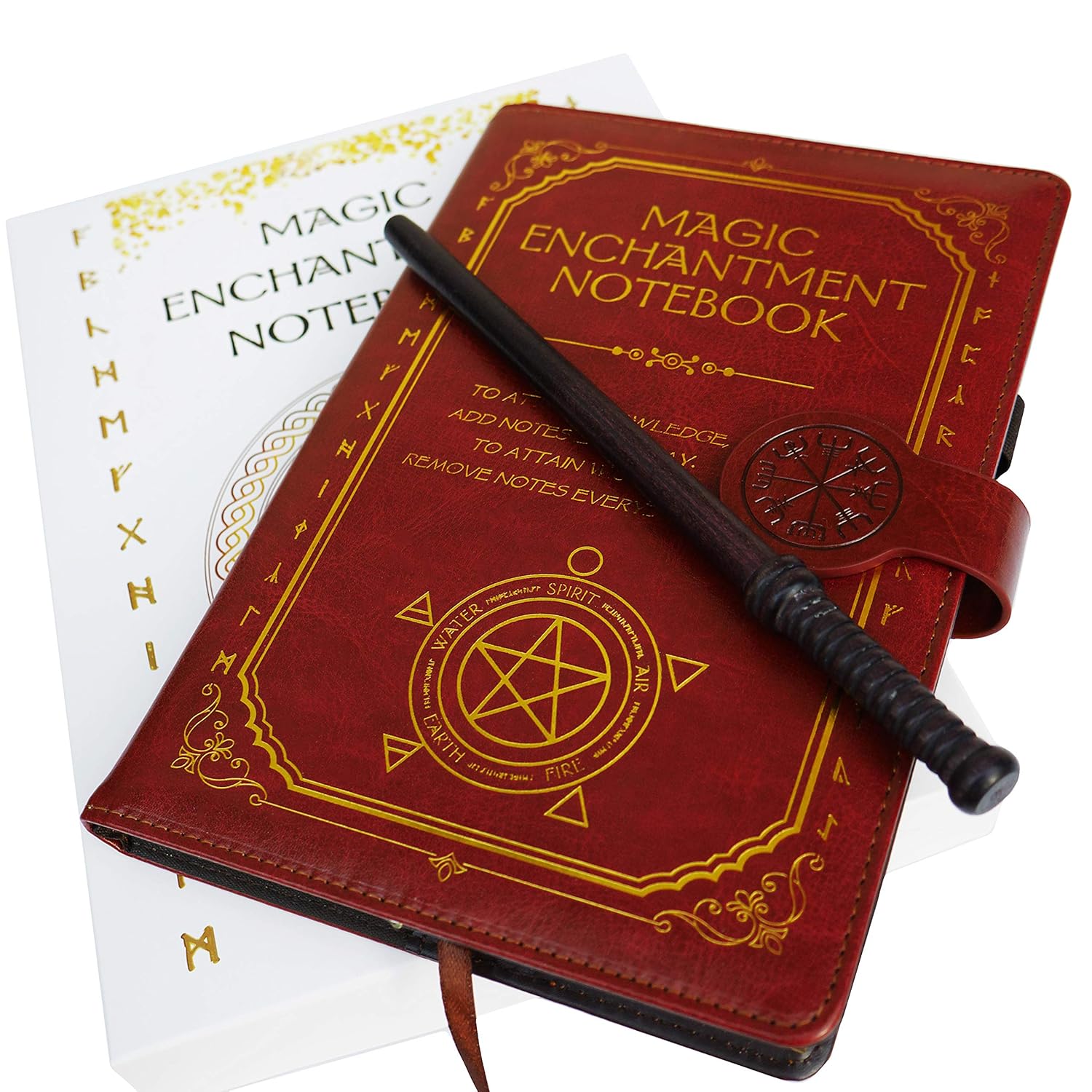 Monet Studios Magic Notebooknotepad With Pencil Wand Novelty Spell Book A5 85 X 55 Inches Journal With Magical Runes Stationery Set Red - 