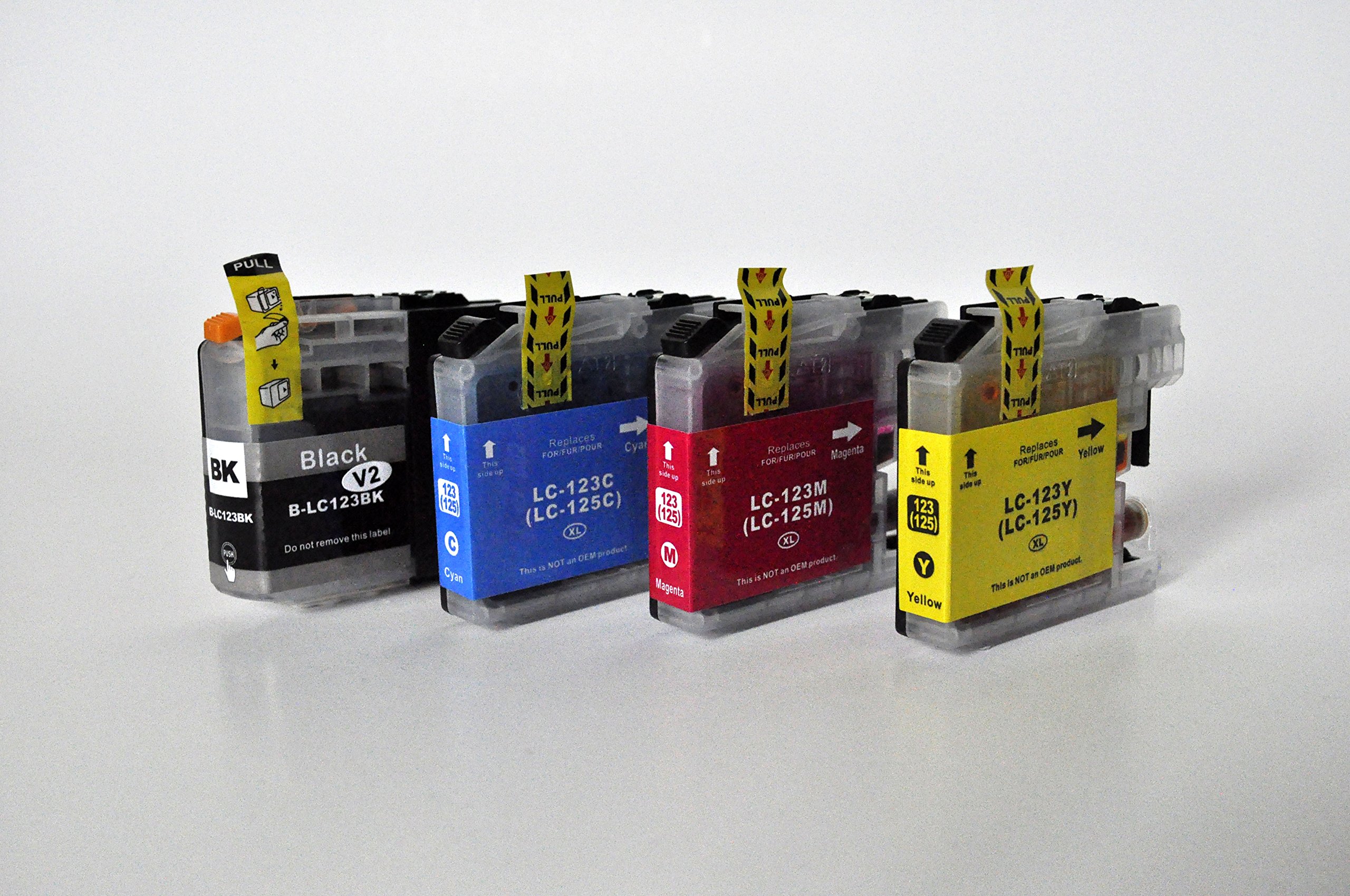 Printing Saver LC-123/LC-125 set of 4 compatible ink cartridges for DCP-J132W DCP-J152W DCP-J552DW DCP-J752DW DCP-J4110DW MFC-J470DW MFC-J4410DW MFC-J4510DW MFC-J4610DW MFC-J6520DW MFC-J6920DW