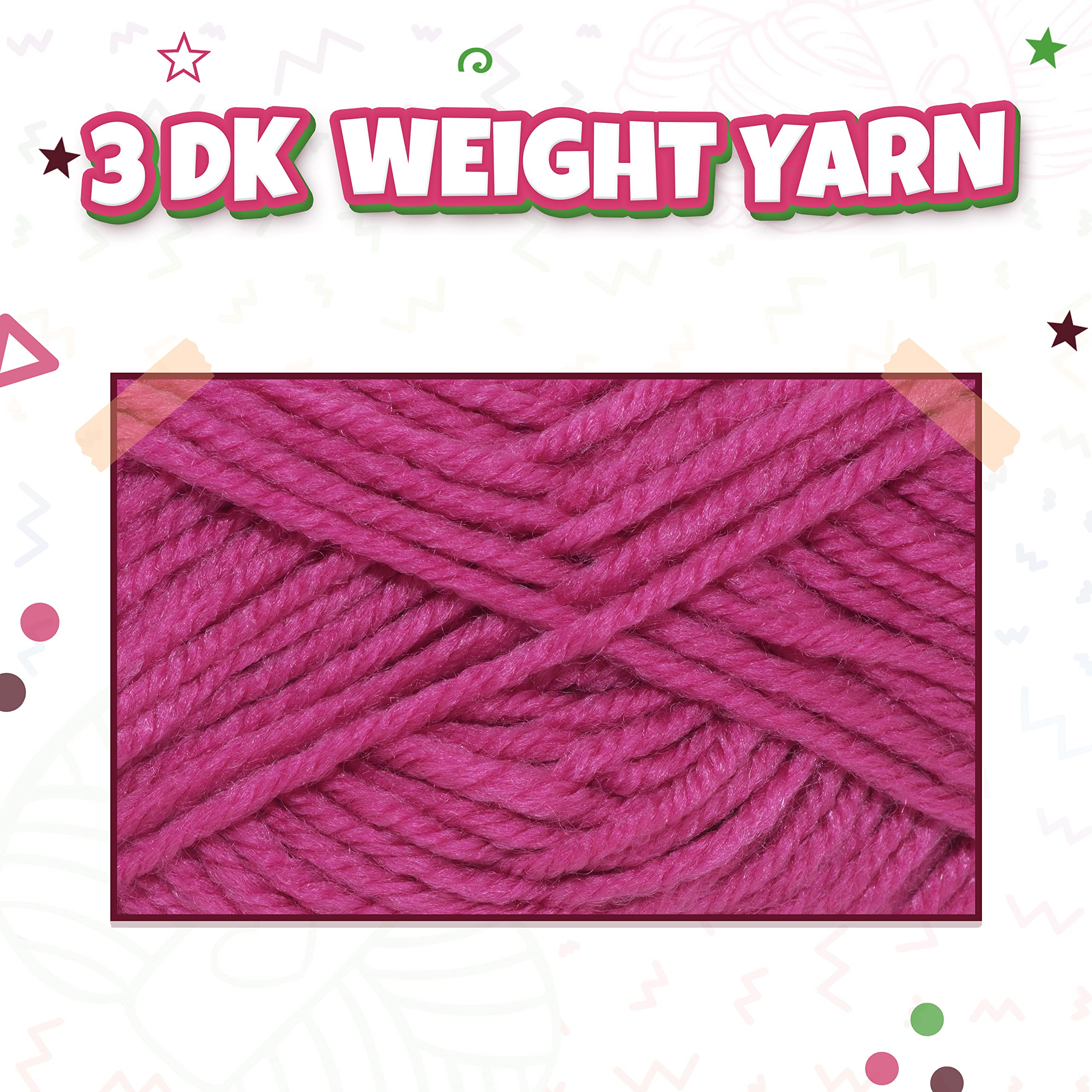 TYH Supplies 10 Color Assorted Acrylic Yarn Pack | 220 Yard Soft Medium Weight Mini Beginner Set | Multipack for Amigurumi & Crafts