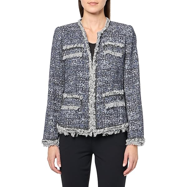 Sサイズ　LADY LIKE PRINT TWEEDS JACKET Amazon.com: YTR6TW Women's Elegant Solid Tweed Short Women's