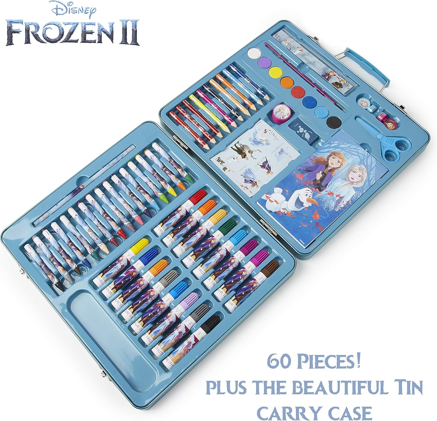 Feutres Coloriage Peinture Kit Peinture Complet Theme Reine Des Neiges Jouet Fille 3 Ans Autocollant Et Carnet Coffret 60 Pieces Avec Crayons De Couleur Disney Frozen 2 Malette Dessin Enfant Fournitures D Ecole