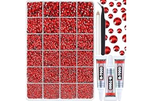 Briskbloom 25000PCS Red Resin Flatback Rhinestones for Crafts Tumblers Shoes Celebration Makeup Decoration, Siam Flatback Gem