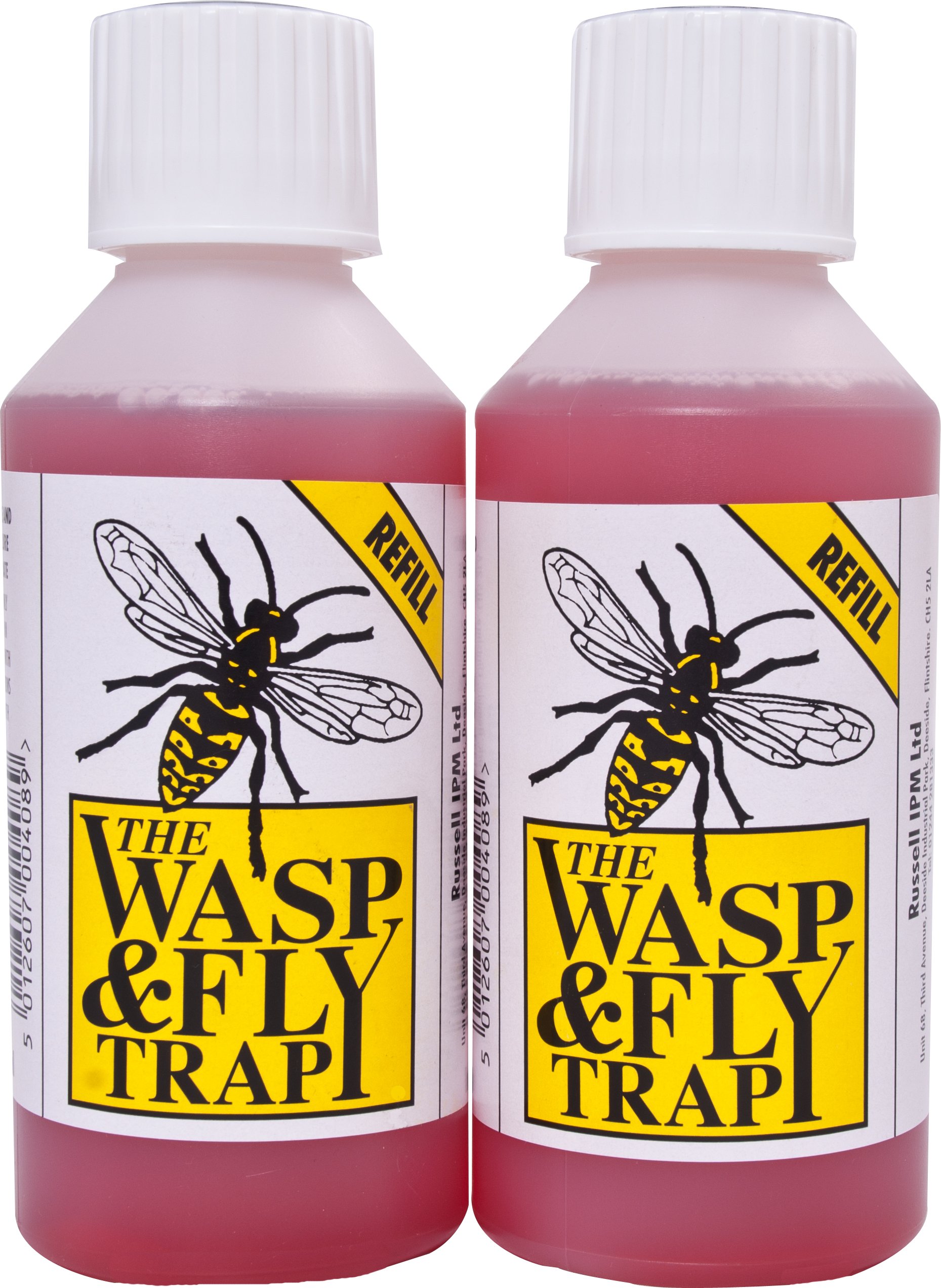 Russell IPM Wasp Trap Refill (250ml) x2 - Wasp Attractant, Wasp Lure, Fly Attractant, Fly Lure (No Bees Attracted) Including a Plastic Butterfly Barrier