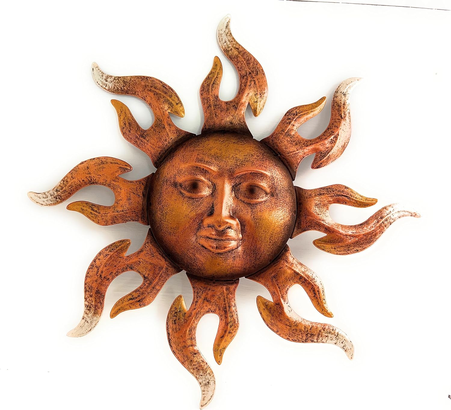 Plaques & Wall Art - STGdecor Small Metal Hanging Sun Face Wall Art. 10.75 inch. Bronze finish. Celestial Sun and Moon decor for indoor or outdoor doors, patio, garden, or fence.