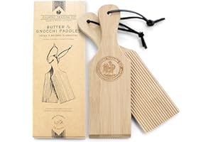 COUNTRY TRADING CO. Gnocchi Boards and Wooden Butter Paddles to Easily Create Authentic Homemade Pasta and Butter Without Sticking - Set of 2 Makers - 9.5 inches