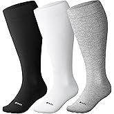 Blicount Cotton Plus Size Compression Socks for Women&Men Wide Calf 15-20 mmHg Knee High Soft Sock for Nurses, Pregnancy