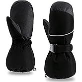 ThxToms Kids Ski Mittens Gloves, Toddler Snow Mittens Waterproof Winter Gloves Long Cuff for Boys Girls Skiing Snowboarding