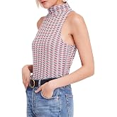 Free People Womens Little Baby Turtle Printed Turtleneck Tank Top Multi XS Blue