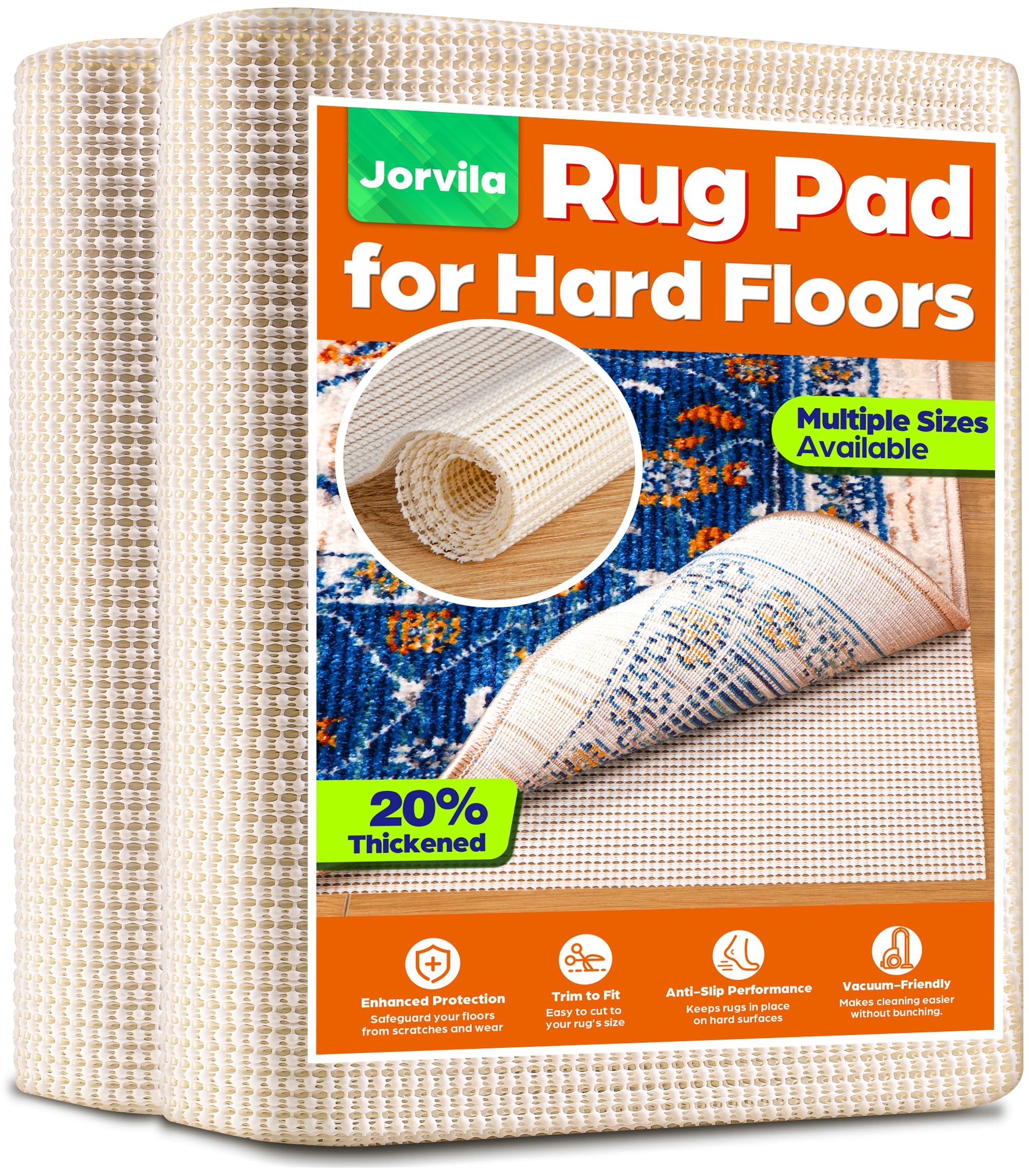 Photo 1 of Jorvila Non-Slip Rug Pad Gripper 6x9 Feet, Anti Skid Mat for Under Area Rugs, Keeps Rugs in Position and Safe, Thick Cushioned Carpet Pad for Hardwood Floors Protection