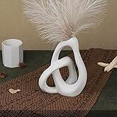Oostonee Unique White Ceramic Vases for Home Decor, 9.1" H Boho Nordic Aesthetic Modern Style, Decorative Vases for Home Decor Living Room
