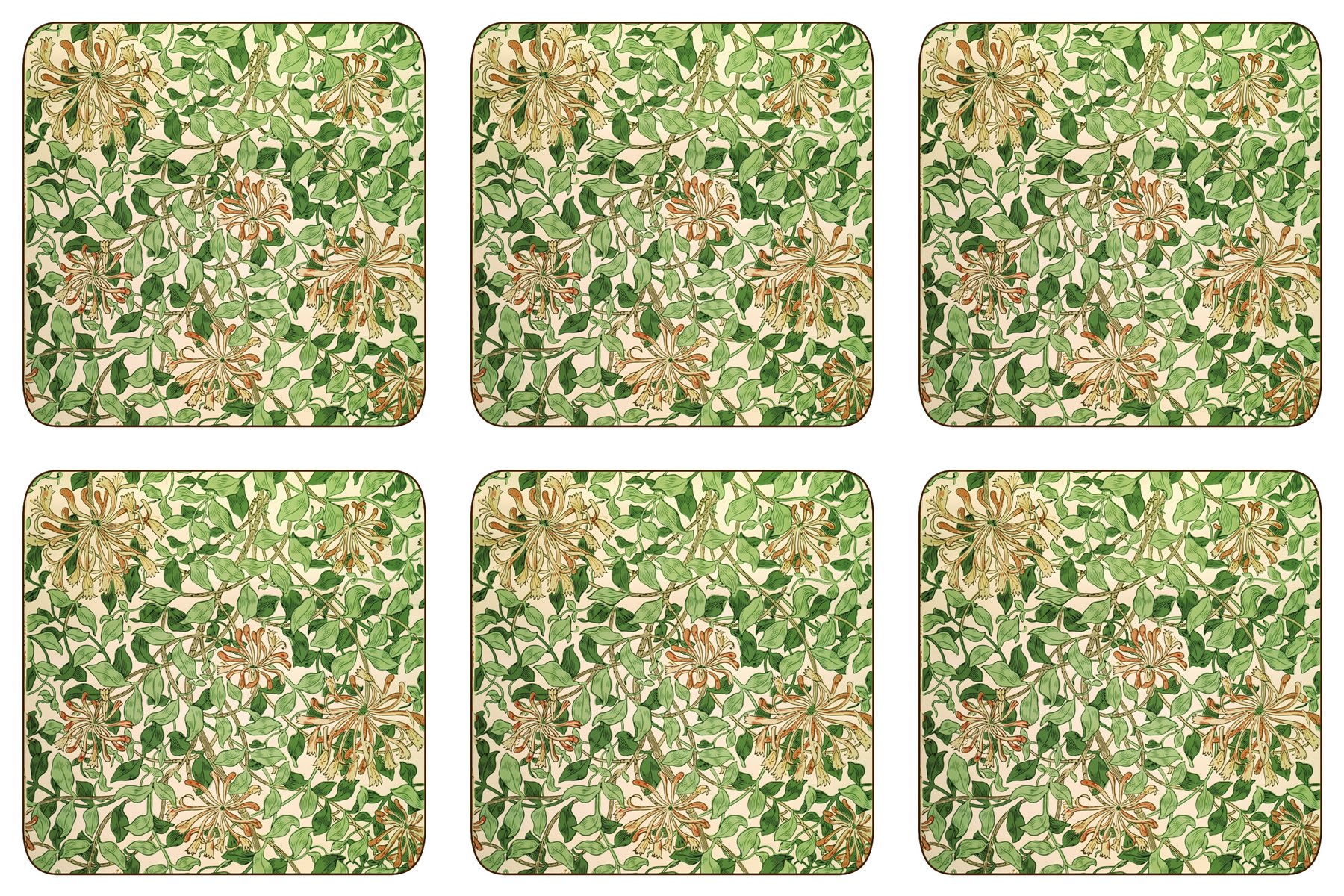 Castle Melamine William Morris Honeysuckle Coasters - Set of 6