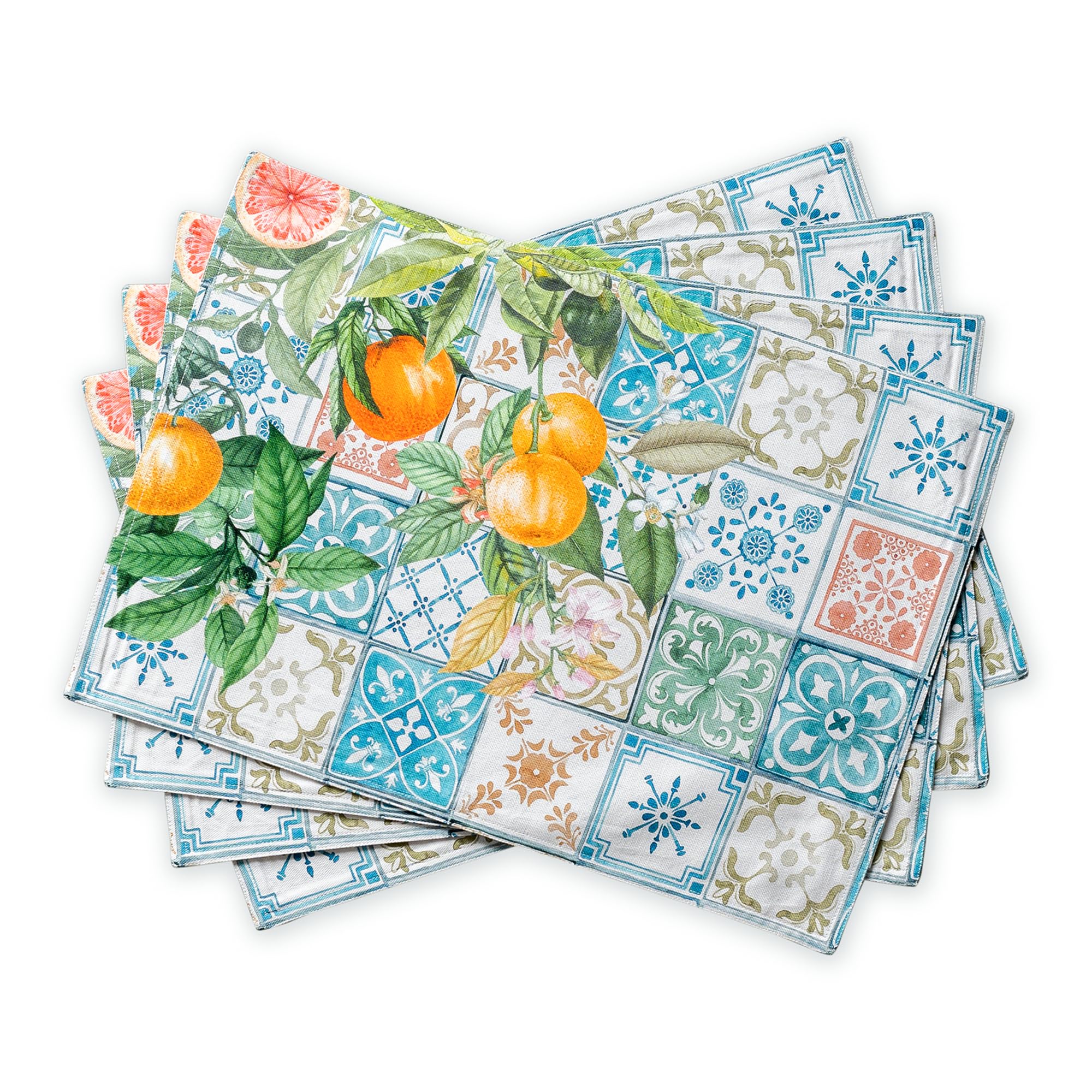 Maison d' Hermine Placemats Set of 4 100% Cotton Washable Reusable Table Mats for Home Kitchen Dining Party Wedding Restaurant Gifts for Mothers Day (Agrume, 33 CM x 48 CM)