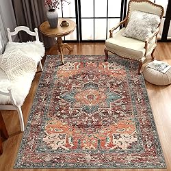 Yamaziot Washable Area Rug, 4x6 Non-Slip Boho