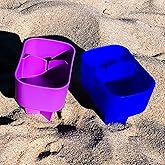 Luuzuu Sand Cup Holders for Beach, Sbeach Drink Holder for Sand, Suitable for Holiday, Picnic, Party, with Sand Bag 2 Pack Color Deep Blue/Purple