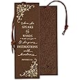 Christian Art Gifts Faux Leather Bookmark When She Speaks Her Words are Wise Proverbs 31 Woman Bible Verse w/Cord Tassel, Brown
