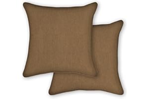 Honeycomb Indoor/Outdoor Sunbrella Canvas Teak Square Toss Pillow: Recycled Fiberfill, Weather Resistant, Reversible, Comfortable and Stylish Pack of 2, 17" Pillows for Patio Furniture