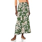 Angie Womens Faux Wrap Maxi Skirt with Smocked Waist
