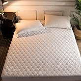 Hani Minna Premium Quilted Fitted Mattress Pad Protector Made with Natural Combed Cotton - Cooling and Breathable Mattress Topper (Queen)