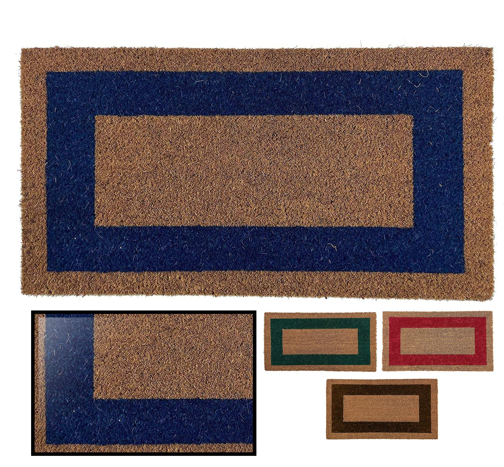 LucaHome – Entrance Mat – Natural Non-Slip Coconut Fibre Doormat – Original and Elegant – Outdoor and Indoor – Durable for Home, Office, Terrace and Garden (Blue, 60 x 100 cm)
