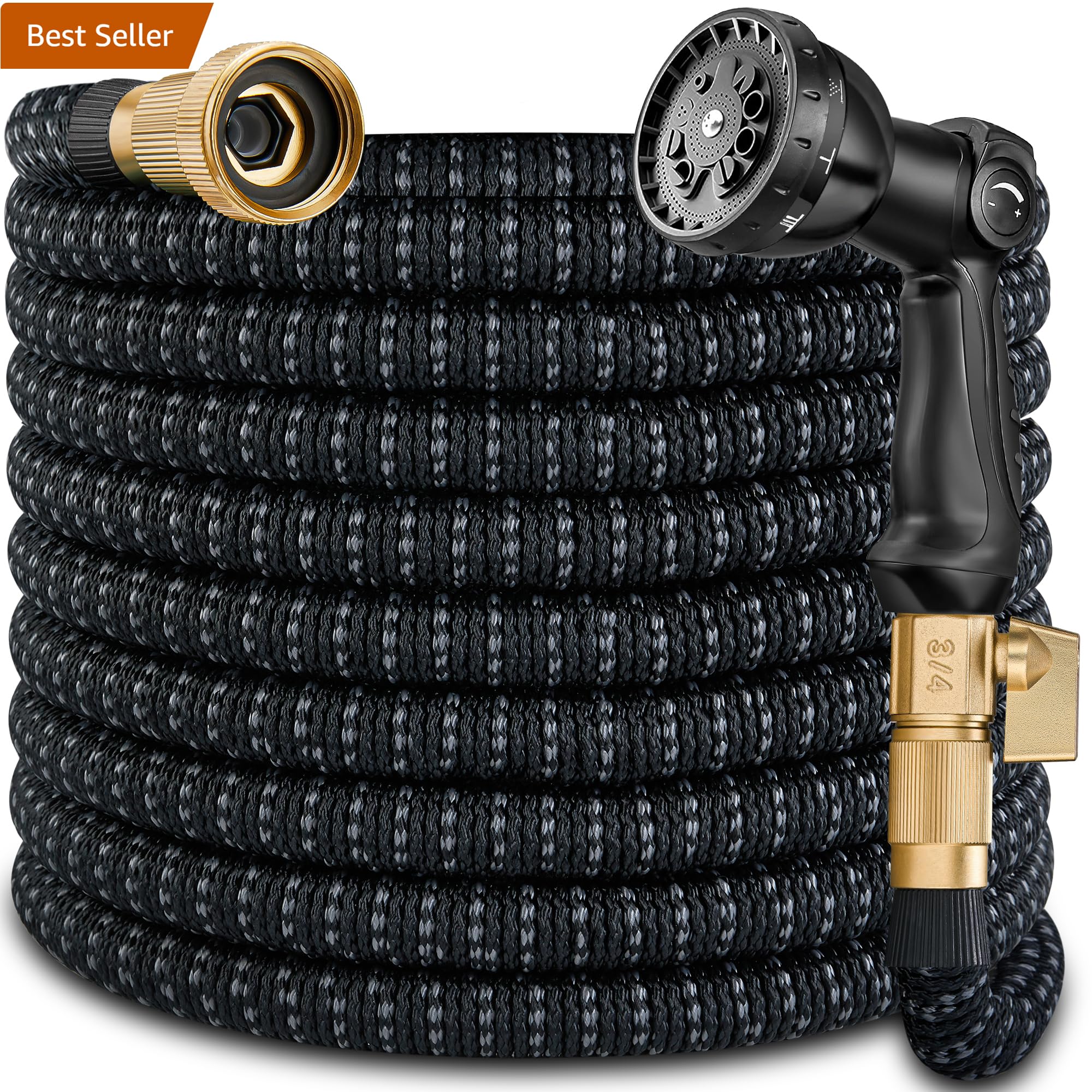 Photo 1 of 50 ft Expandable Garden Hose - Superior Strength 3750D - 3 -Layer Latex Core Garden HoseS - Expanding Water hoses - Extra Strong Brass Connectors/Storage Bag