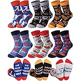 Haysandy 6 Pairs Novelty Sports Socks for Boys Kids Athletic Crew Sock for 8-12 Kids Gift