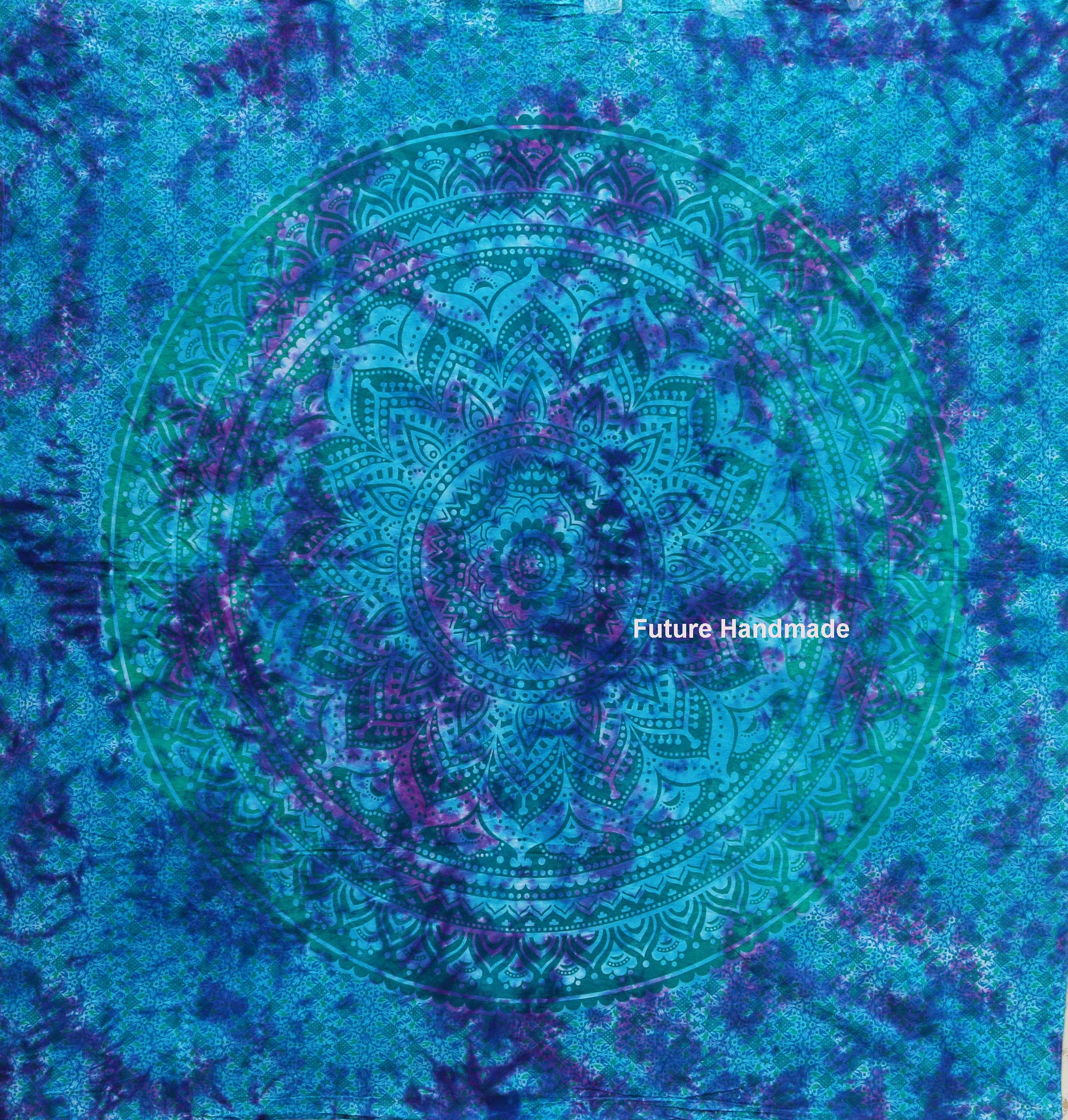 Future Handmade Large Sky Blue Ombre Tie Dye Tapestry Room Decor Indian Popular Printed Bed Sheet Wall Hanging Beach Blanket Bohemian Tapestries Decor Bedspread