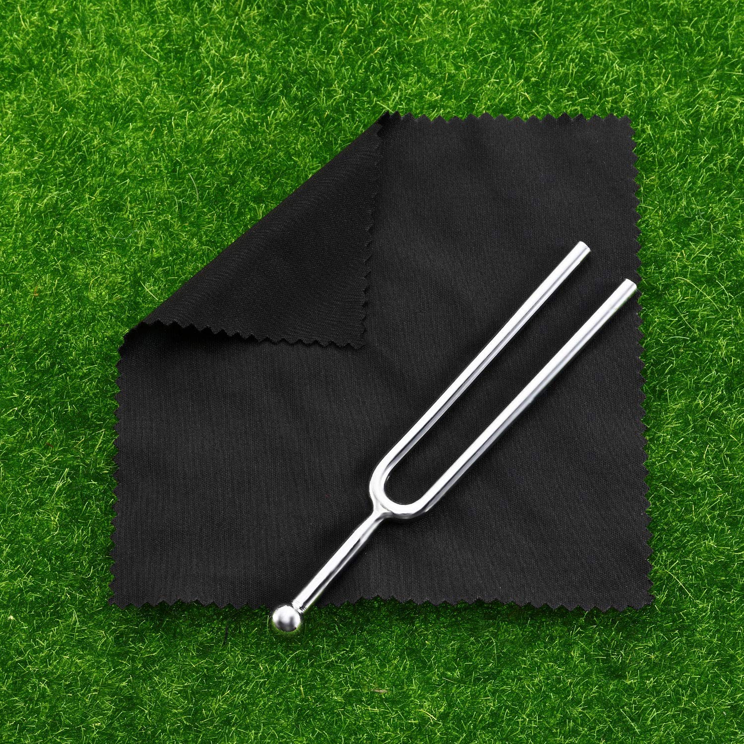 Stimmgabel inkl. A440 Hz Stimmgabel aus Edelstahl, Reinigungstuch und Schwarzer Aufbewahrungstasche für Musical Standard-Instrumente Violine Gitarren Tuner Geräte 7