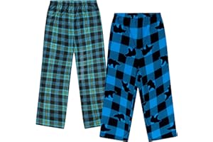 MAD DOG CONCEPTS Mad Dog Boys Pajama Pants - Soft Fleece PJ Bottoms for Kids - Buffalo Plaid Lounge Pants, Warm & Comfy Microfleece 2PK Set