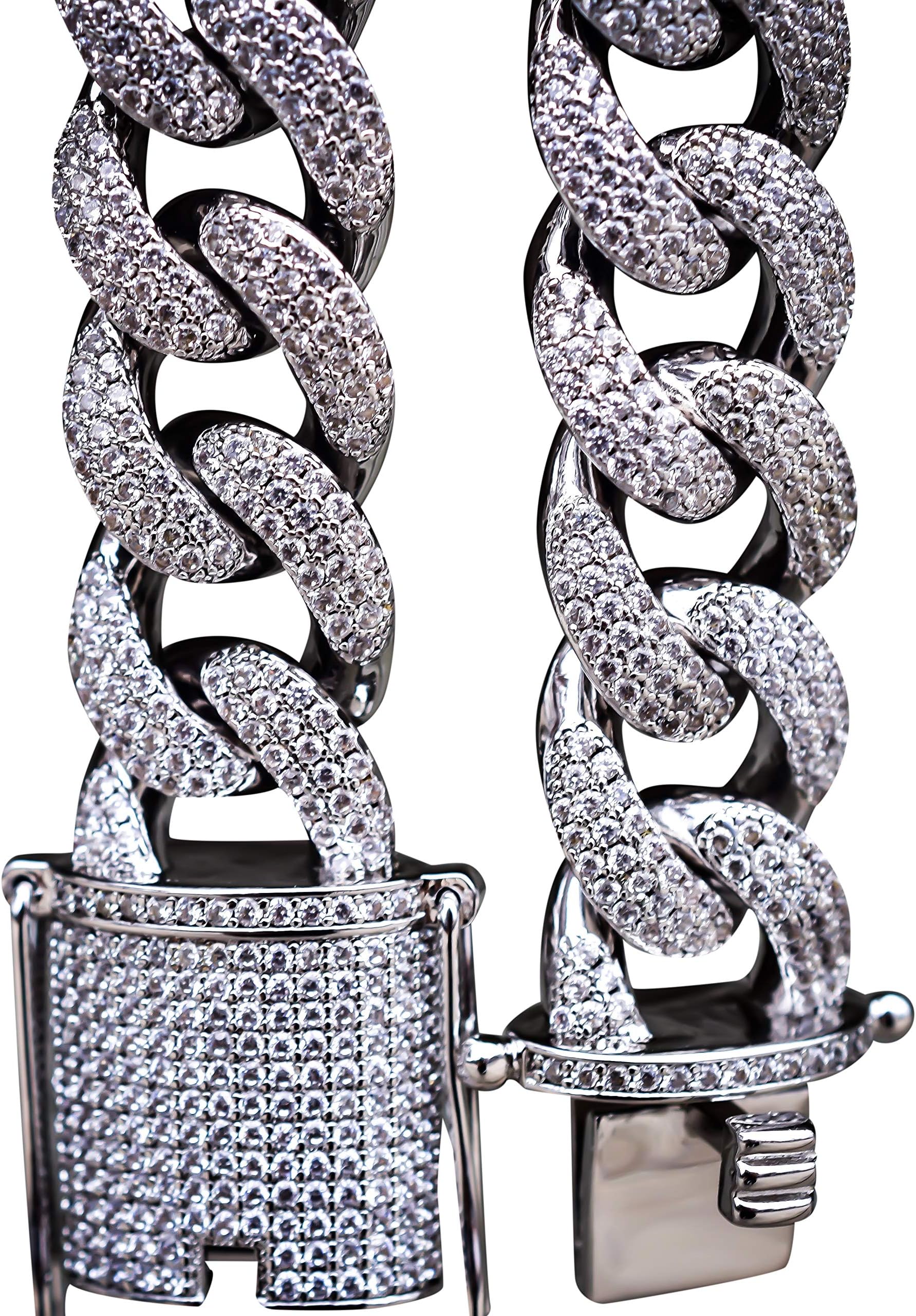 ICYCLOUT 15MM Reversible Cuban Design, Necklaces & Bracelets, Guarantee On Color and Shine, Available in Yellow, White, Rose Gold, Hand-Made in Italy