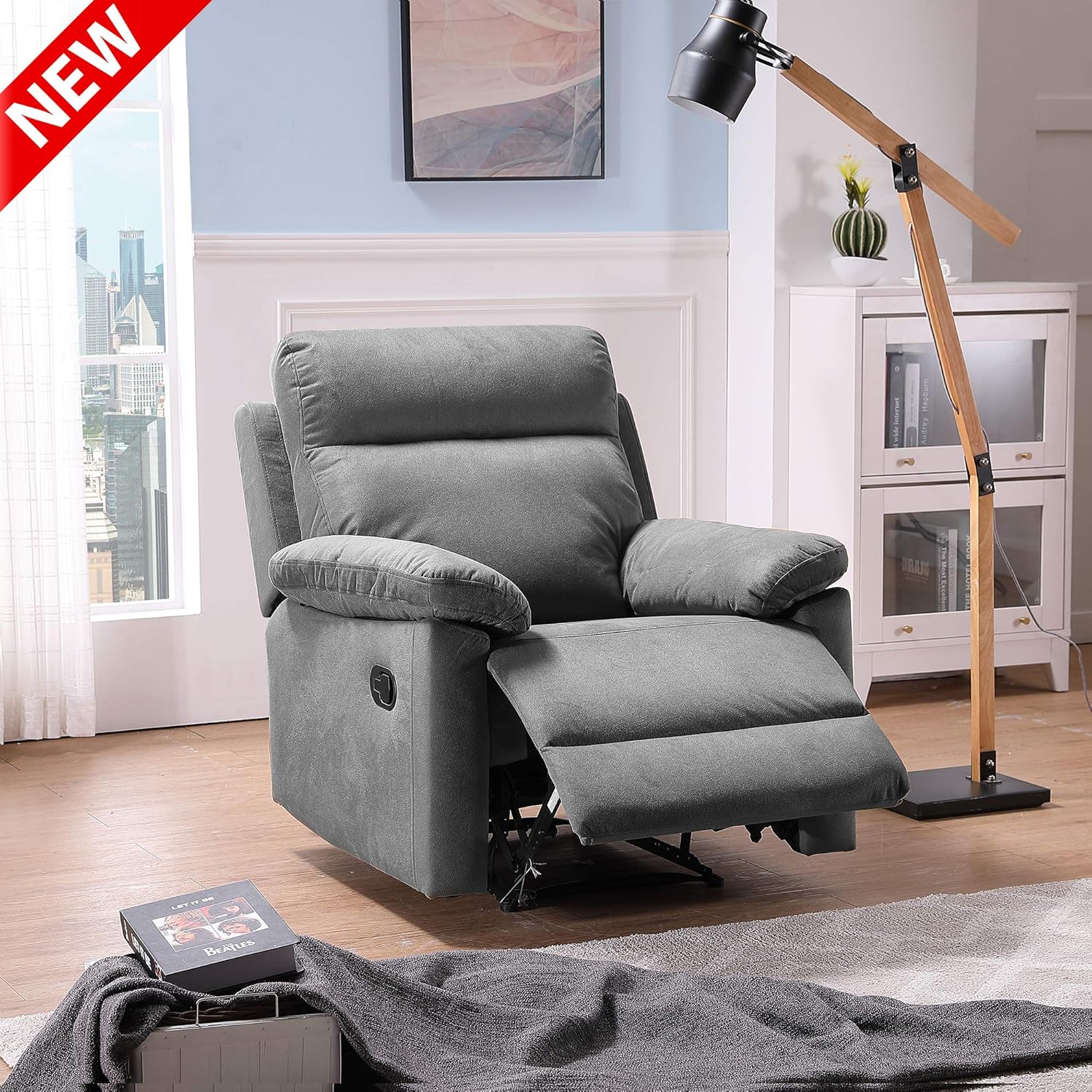 DANGRUUT Soft Fabric Manual Recliner Chairs Seat for Living
