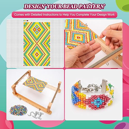 Beading Supplies Wooden Bead Loom PP OPOUNT Adjustable Bead Loom