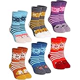 DoSmart Children's Winter Warm Wool Solid Color Socks Kids Boy Girls Hiking Thermal Boot Crew Socks 6 Pairs