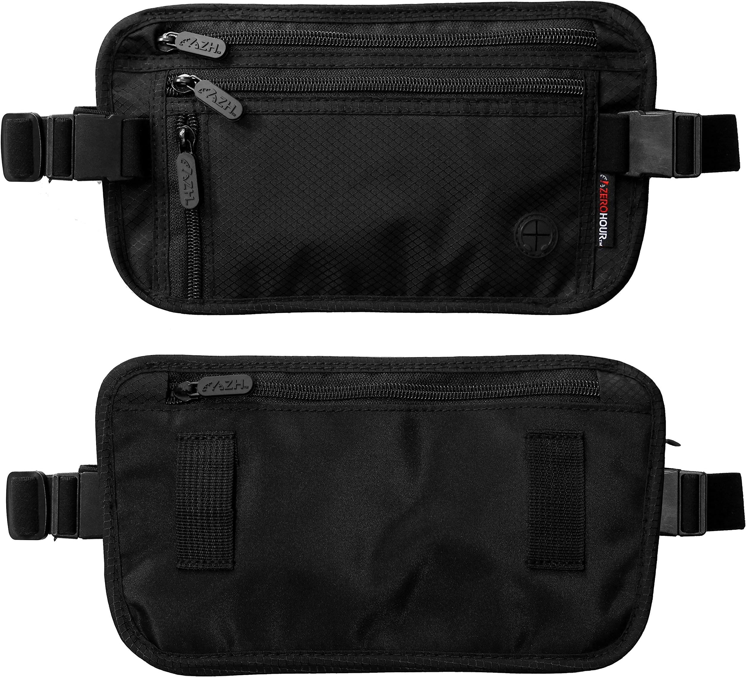 Money Belt w/RFID Blocking Passport & Credit Card Holder Travel Wallet, Expands 2", Holds Plus Size Phones