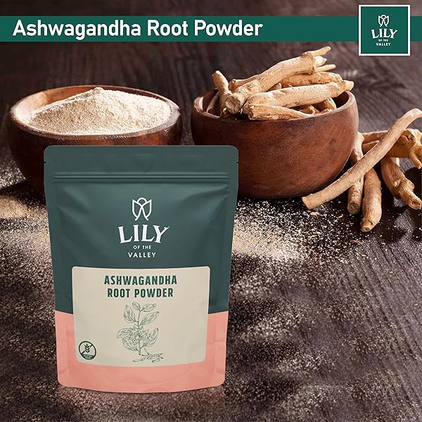 LILY OF THE VALLEY ASHWAGANDHA ROOT POWDER – WITHANIA SOMNIFERA – SOURCED FROM INDIA – NO FILLER NO ADDITIVES – INDIAN GINSENG VEGAN & GLUTEN FREE – PACKED IN RESEALABLE POUCH (16OZ, 453G)