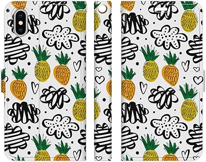 Amazon Co Jp Ruuu Iphonex Iphonexs 兼用 手帳型 スマホ ケース カバー 北欧 パイナップル柄 フルーツ 手書き 落書き風 パイン 雲 空 北欧柄 北欧テイスト テキスタイル きれい かわいい 家電 カメラ