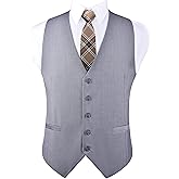 GUSLESON Men's V-Neck Suit Vests Solid Color Formal Slim Fit Business Dress Vest Waistcoat