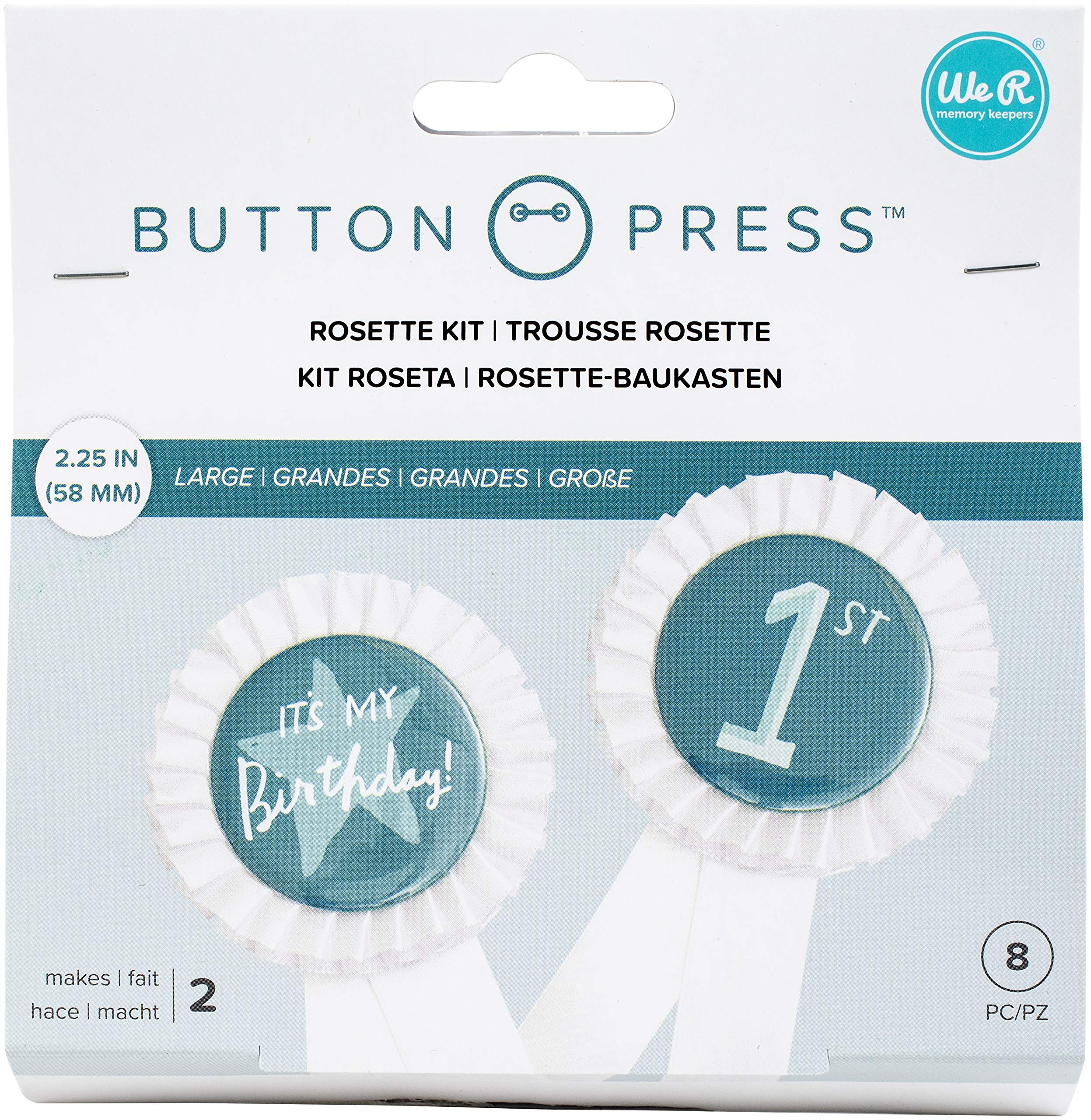We R Memory Keepers WR Button Press 2 Roses 58mm, Paper, Makes 2, One Size