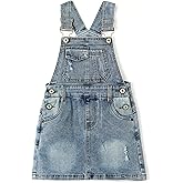 KIDSCOOL SPACE Girls Denim Skirts,Baby Little Big Girls Ripped Soft Stretchy Jeans Overall Dress