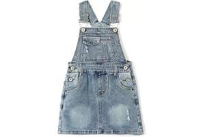 KIDSCOOL SPACE Girls Denim Skirts,Baby Little Big Girls Ripped Soft Stretchy Jeans Overall Dress